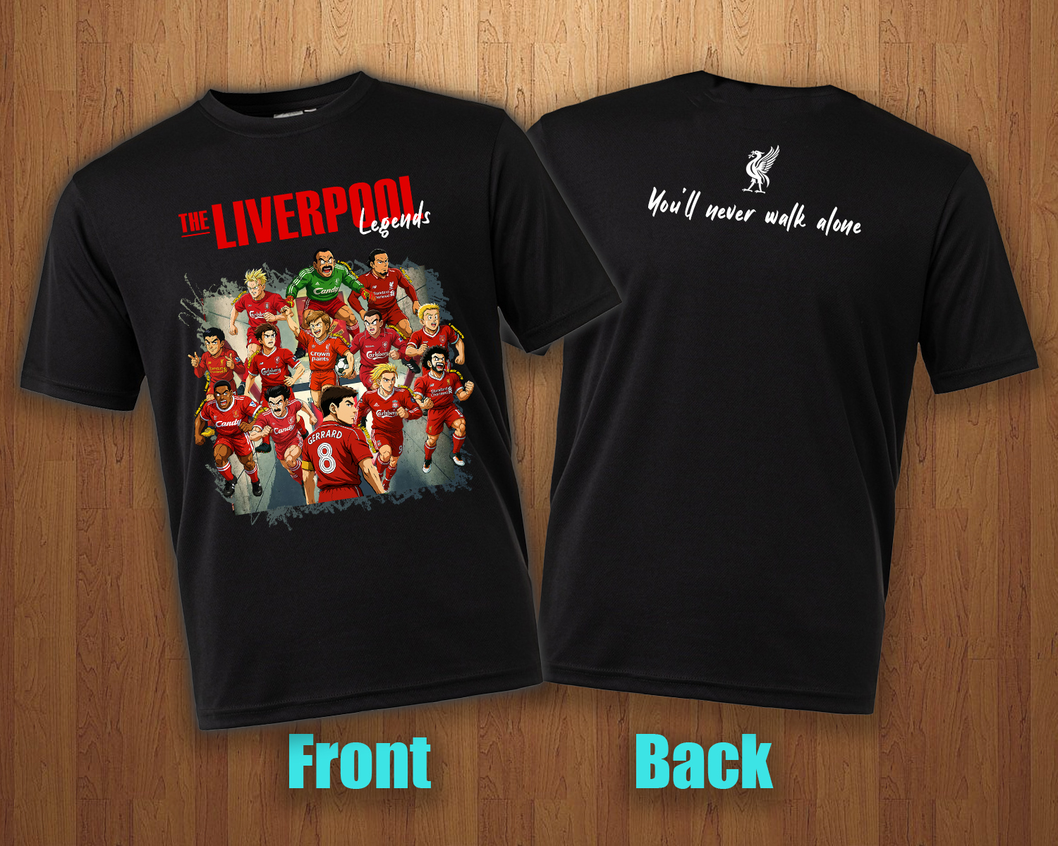 The Liverpool Legends Players in Anime Style - 100% Cotton Print T-shirt - Unisex - Image 5