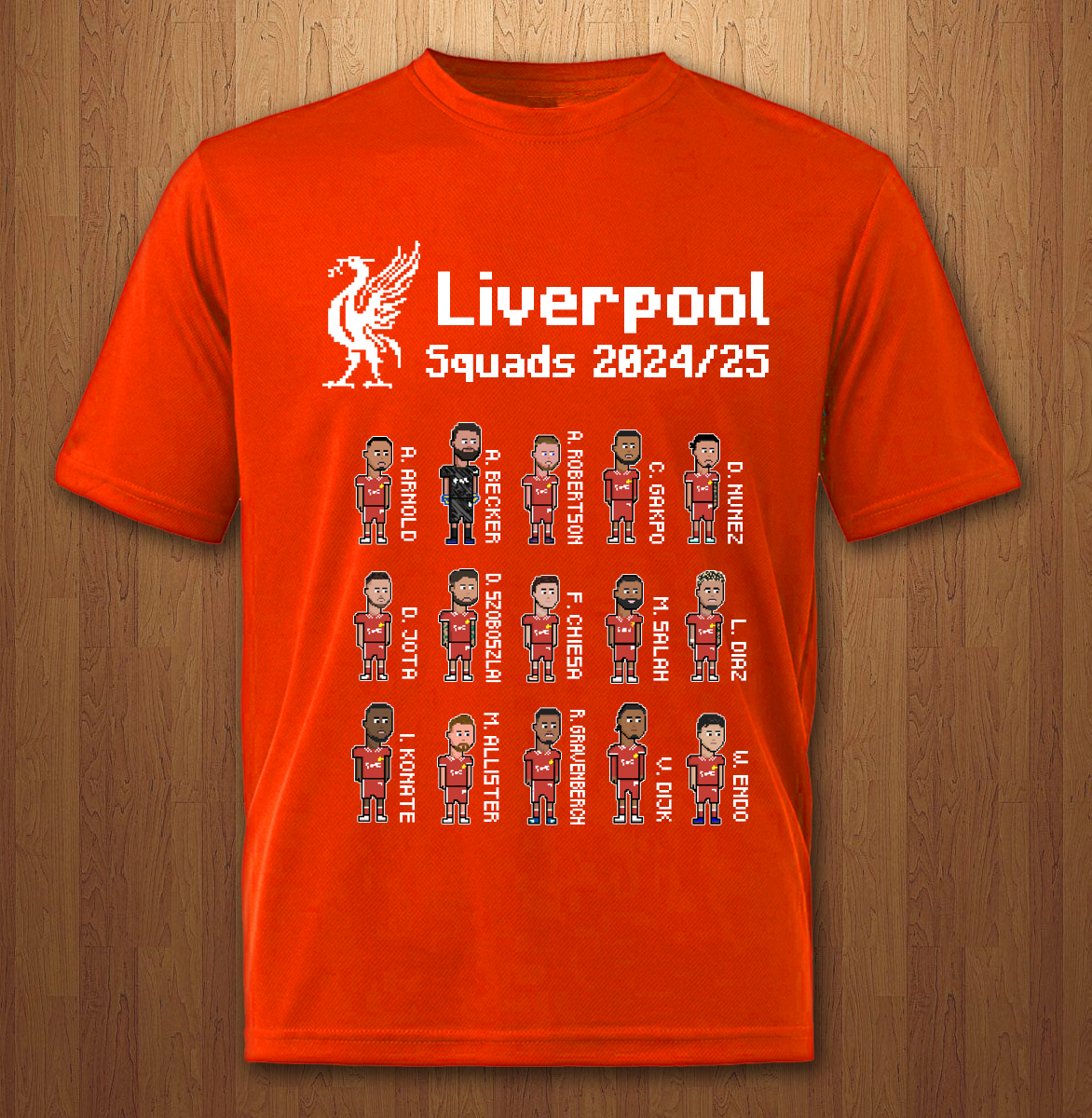 Liverpool Players 2024/25 Premier League Champions Squads in Crypto-punk Cartoon Style - 100% Cotton Print T-shirt- Unisex - Image 2