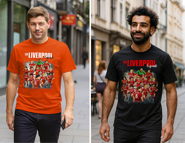 The Liverpool Legends Players in Anime Style - 100% Cotton Print T-shirt - Unisex