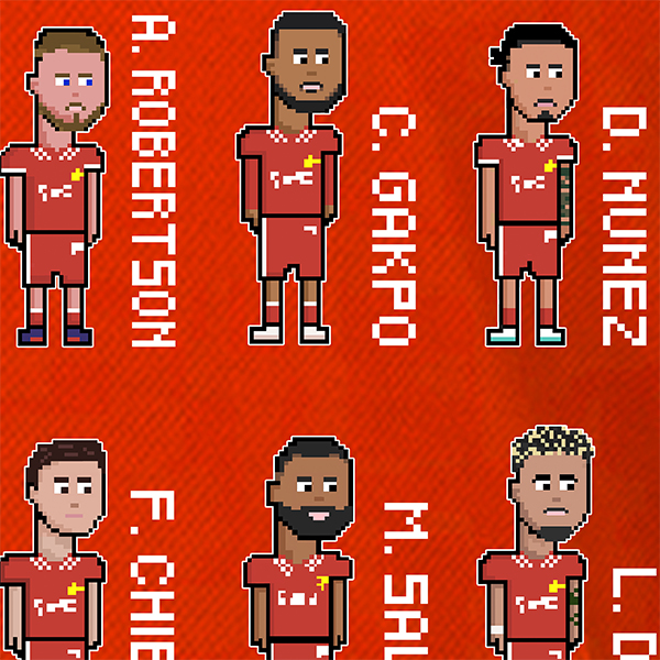 Liverpool Players 2024/25 Premier League Champions Squads in Crypto-punk Cartoon Style - 100% Cotton Print T-shirt- Unisex - Image 7