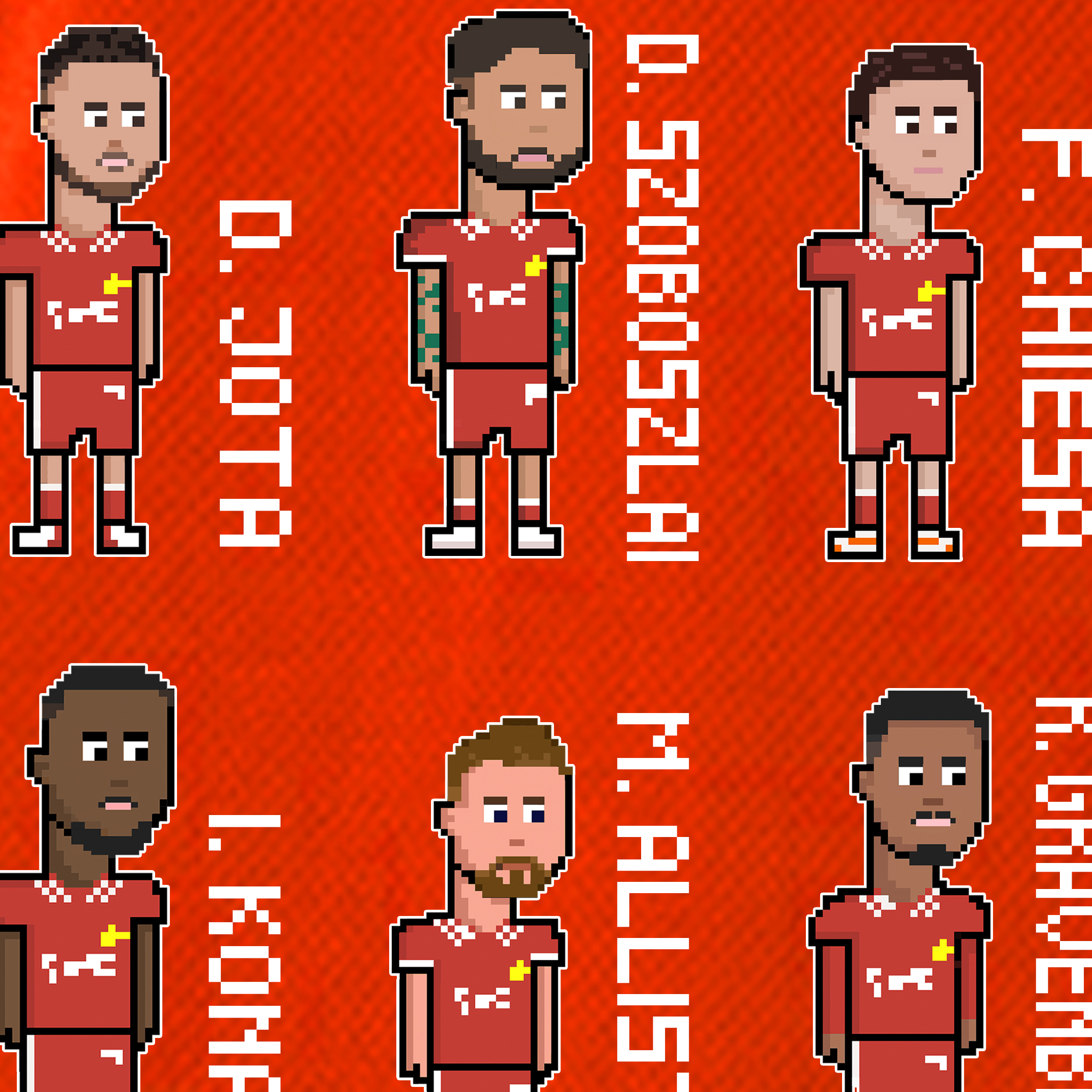 Liverpool Players 2024/25 Premier League Champions Squads in Crypto-punk Cartoon Style - 100% Cotton Print T-shirt- Unisex - Image 8