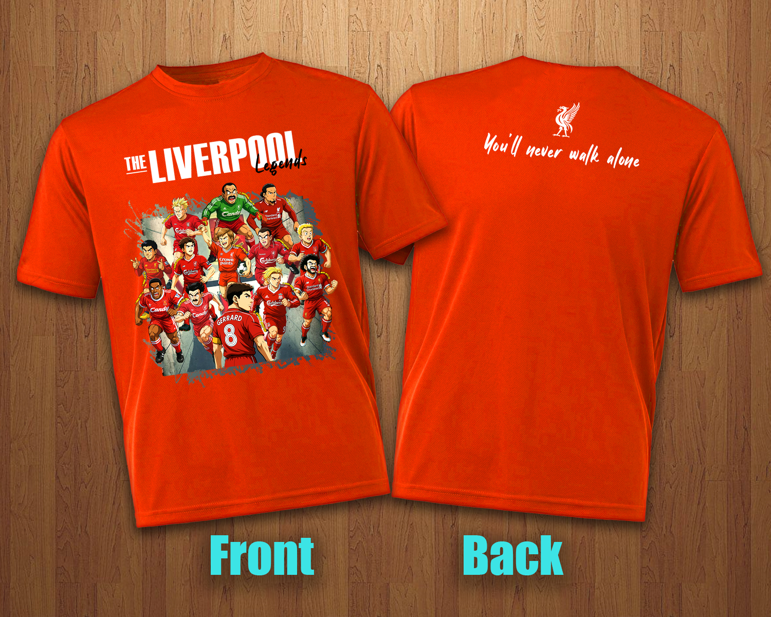 The Liverpool Legends Players in Anime Style - 100% Cotton Print T-shirt - Unisex - Image 3