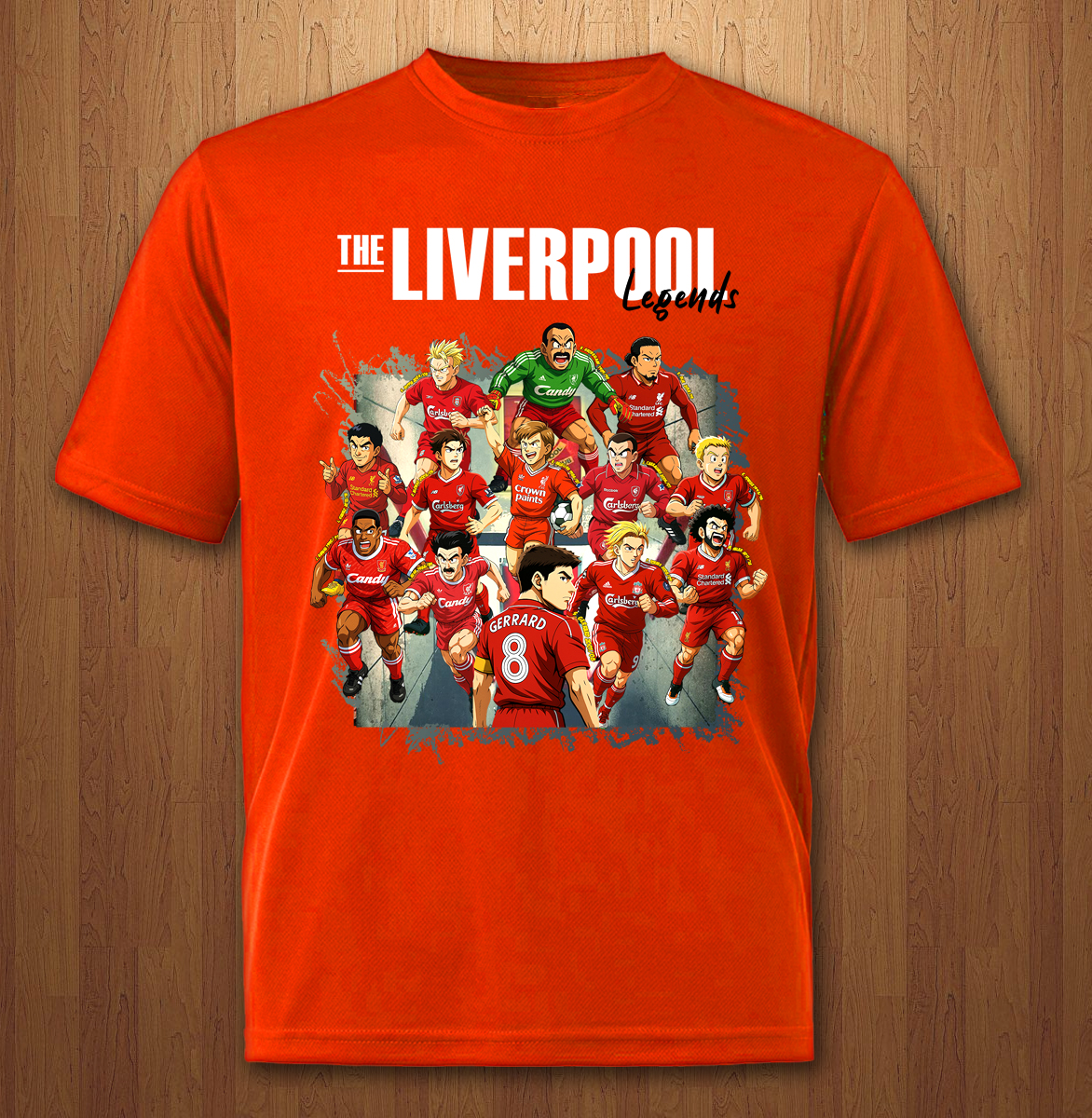 The Liverpool Legends Players in Anime Style - 100% Cotton Print T-shirt - Unisex - Image 2