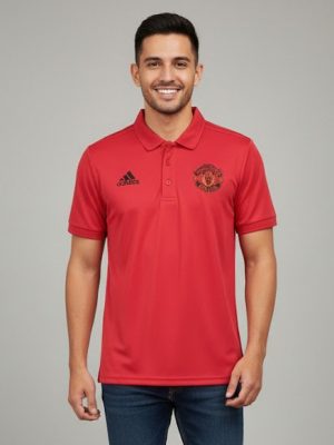 Manchester United Premium Fabric Unisex Polo T-Shirt (Bright Red Color)