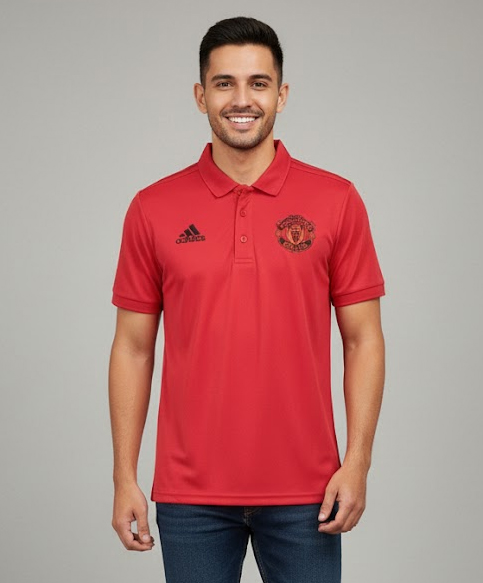 Manchester United Premium Fabric Unisex Polo T-Shirt (Bright Red Color)
